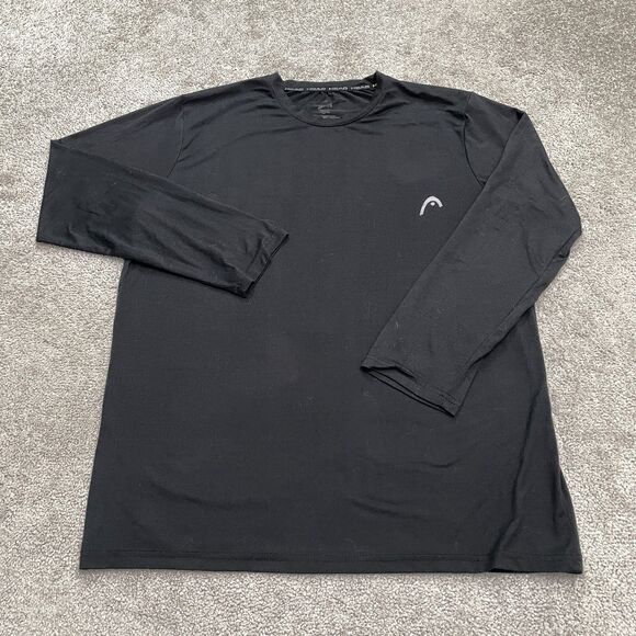 Head Performance Tennis Active Long Sleeve Shirt Mens Medium Black Stretch Tee - Picture 1 of 10